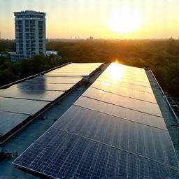Panel surya di atap kantor Sehat Prima